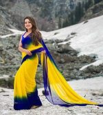 সফট জর্জেট ডিজিটাল প্রিন্ট রংধনু শাড়ি - Image 3