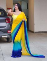 সফট জর্জেট ডিজিটাল প্রিন্ট রংধনু শাড়ি - Image 5